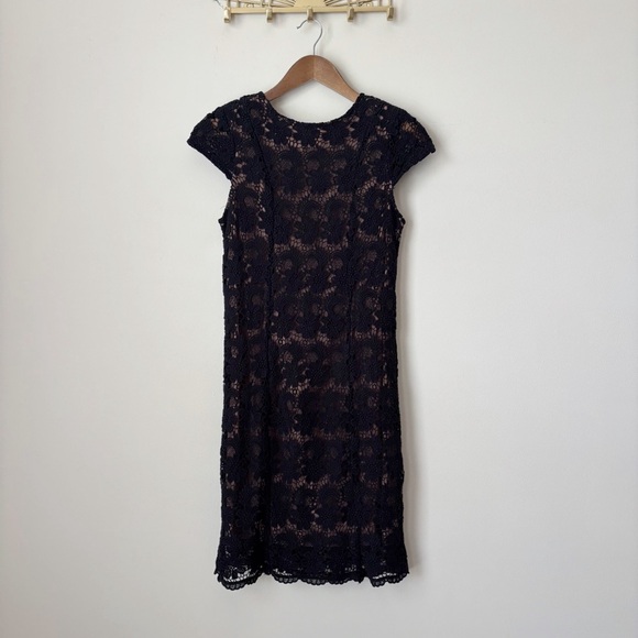 Miss June Lace Sheath Cocktail Dress 1 Small Black LBD - Picture 1 of 9